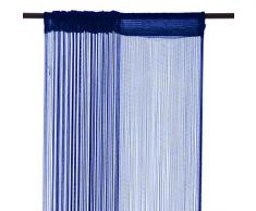 Smartfox Fadenvorhang, 140 x 250 cm in Blau, Fadengardine Fadenstore Vorhang Schal Faden