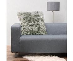 CelinaTex Cuddly Dekokissen 45 x 45 cm grau Langhaar Zierkissen dekoratives Fellimitat Nicki Sofakissen Kunstfell Kissen