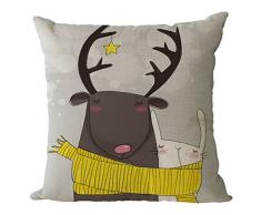 Nunubee Weihnachten Elch Hirsch Kissenbezüge 45 x 45 cm Leinen Zierkissenbezüge Dekorative Kissenbezug Dekokissen Sofakissen Lendenkissen Wurfkissenbezug Kissenhülle, Modell 1