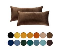 MIULEE 2er Set SAMT Kissenbezug Kissenhülle Dekorative Dekokissen Sofakissen Lendenkissen Wurfkissenbezug mit Reißverschluss Sofa Schlafzimmer Auto 16 x 32 Inch 40 x 80 cm Schokoladenbraun