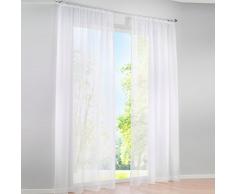 HongYa 1er-Pack Uni Gardine Transparenter Voile Schal Vorhang mit Kräuselband H/B 260/145 cm Weiß