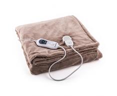Klarstein Dr. Watson L - elektrische Heizdecke, Kuscheldecke, Wärmedecke, 150 x 100 cm, 120 Watt Leistung, drei Leistungsstufen, Timer-Funktion, waschmaschinengeeignet, Mikroplüsch, beige