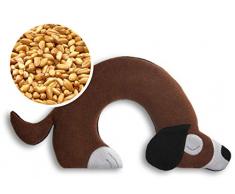 Leschi WÄRMEKISSEN löst Schulter- und Nacken-Verspannungen/für Mikrowelle und Ofen/Körnerkissen für Damen, Kinder und Babys/Hund Bobby, braun grau schwarz