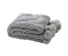 MYLUNE HOME Stilvolle Strickdecke für Fernsehen oder Nap auf dem Stuhl Sofa und Bett 130 * 160cm Grau