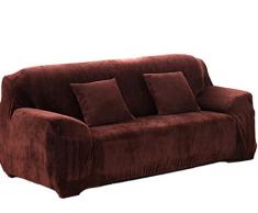 Icegrey Winter Warme Fleece Sofaüberwurf Sofabezug Couchbezug Schutzhülle Sofa Couch Beleg Over Easy Fit Stretch Covers Elastischer Stoff Fit Sofa-Schutz Kaffee 3 Sitzer 190-230cm