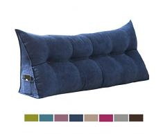 RüCkenkissen FüR Bett & Sofa, Dreieckkissen Groß,Bett-RüCkenstüTze Keilformsuperweich,Nordischer Minimalistischer Stil,Praktisches Seitenfach Und Bezug Waschbar,Blue-60x20x50cm