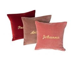 Namenskissen SAMT pflaume von paula & ferdinand - Geschenk zur Geburt und Taufe - Kissen personalisiert - Kissen mit Name