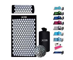 Xn8 Akupressurmatte Shakti Matte Akupressur-Set |für Wohltuenden Entspannung Bessere Durchblutung Kopf-Nackenschmerzen| Massagematte mit Akupressur-Kissen-Ball und Tragtasche