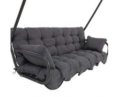 PATIO Auflagen Set für Hollywoodschaukel Polsterauflage Sitzkissen Rückenkissen Seitenkissen Gesteppt H024-07PB 184 cm Minorca (Polyester-Baumwolle, Grau)