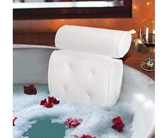 Begana Gepolstertes Badewannenkissen rutschfest durch 4 Saugnäpfe weißes Kopfkissen für Nacken Ergonomisches Nackenkissen Kopfstütze für Badewannen Home Whirlpool Spa einfache Reinigung Haken