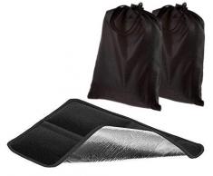 2X Alu Isolier Sitzkissen | Faltbares Iso-Sitzkissen | gepolstertes Thermo Kissen mit praktischer Tasche für Outdoor, Camping und Wandern (2X schwarz)