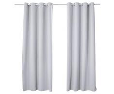 WOLTU VH5878ws-2, 2er Set Gardinen Vorhang Blickdicht mit Ösen, 250g/m2 Schwere Verdunklungsvorhänge Thermovorhang lichtdicht für Wohnzimmer Schlafzimmer Tür Winter 135x225 cm Grau-/Blau- Weiß
