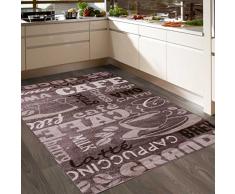 Coffee Design Teppich Kaffee Muster in Beige ideal für die Cafe Lounge oder Küche spiegelverkehrt 60x100 cm