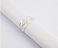 4x EDZARD Serviettenring Vita, Länge 5 cm, edel versilbert, silver plated, inkl. Anlaufschutz, 4 Stück