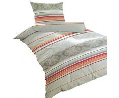 kaiser24 Feinbiber-Bettwäsche Winter Garnitur Markenreißverschluss (135 x 200 cm, grau/weiß mit bunten Streifen (2535772))