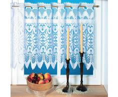 1er Pack hochwertiger Jacquard-Fadenstore Scheibengardine bestickt Gardine Vorhang, #2, B/H 160x45cm