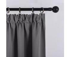 PONY DANCE 2er Set Gardinen mit Kräuselband - H 245 x B 140 cm Vorhang Grau Blickdicht Verdunklungsvorhänge Wohnzimmer Gardinen Blickdicht