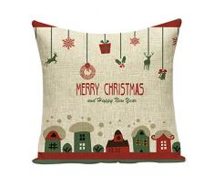 Nunubee Kissenbezug bettwäsche Weihnachten-Serie Leinenmaterial Platz Dekorative Akzente Setzen Fall Sofa zierkissen Elch Weihnachtsmann Glocke Elf Rentier Rudolph Festive, Merry Christmas 2 45x45cm