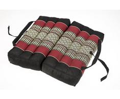 Faltbares Sitzkissen 40x40 als Auflage, Meditationskissen oder Stadionkissen Thaikissen für Unterwegs Entspannung Yoga Meditation schwarz und rot