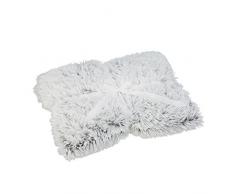 Relaxdays Kuscheldecke Felloptik, Decke Fellimitat, Tagesdecke xxl, Wohndecke flauschig, BxT ca. 150 x 200 cm, weiß-grau