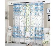 Haushalt & Wohnen Vorhang SUCES Pfingstrose Tüll Fensterbehandlung Voile Drape Valance Schal Blickdicht Vorhang Ösen Gardine Microsatin Farbverlauf Türkis, 1 Stück 200cm x 100cm (L x W) (Blue)