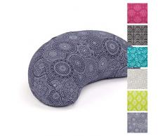 Bodhi Yogi MOND Meditationskissen Mandala Maharaja Collection, dunkelblaues, gemustertes Halbmond-Kissen mit Buchweizen-Füllung und abnehmbarem Bezug aus Baumwolle