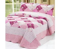 Beddingleer Tagesdecke Bettüberwurf Patchwork Bettwäsche Gedruckt Vintage Stil Rosa Handgefertigte Bettwäsche 220x230 cm 3 teilig