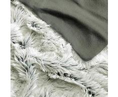 CelinaTex Shetland Bettwäsche 155 x 220 cm 2-teilig Creme grau Polar-Fleece Bettbezug Flokati Optik Bett Garnitur