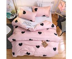 Morbuy Bettwäsche Bettbezug Set, 3 Teilig Bettgarnitur Bettwäsche - Set Gemütlich 100% Mikrofaser mit Reißverschluss 1 Bettbezug + 2 Kissenbezug (200x200CM, Schwarzes Herz)