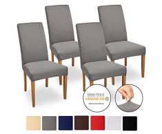 Beautissu Stuhlhussen 4er Set Mia 35-50 cm Stretch Stuhlbezug - Vier Hussen für Stühle im Set - Bi-Elastic Stuhlüberzug Set - Pflegeleichte Stuhlhusse ÖKO-TEX Anthrazit