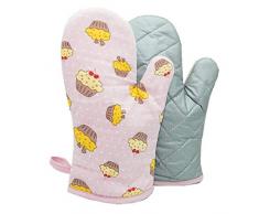 Faneli 1 Paar Verdickte Hitzebeständige Ofenhandschuhe, Backofenhandschuh Hitzebeständig, in vielen lustigen Designs, Rosa Kuchen