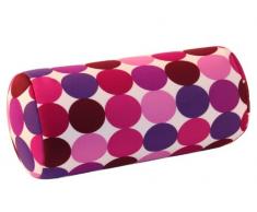 Invitalis Nackenrolle mit Mikroperlen in 19 Farben - Öko tex Standard 100 - Orthopädisches Relaxkissen als Kopfkissen, Reisekissen und Nackenkissen Zuhause oder auf Reisen - Punkte Lila / Pink