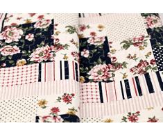 1001 Wohntraum 17JN12 Quilt Elsa Blumen Punkte, 220 x 240 cm, Plaid Tagesdecke, Patchwork Vintage Shabby Decke