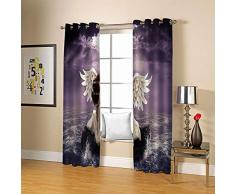 Tanboank Vorhänge Blickdicht Engel Gardinen Schlafzimmer Vorhang Kinderzimmer Thermo Verdunkelungsvorhang Ösenvorhang 260x140cm 2 Stücke