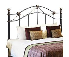 Feixunfan Bettrahmen Gewölbte Crown Vertikal-Lamellen Hammered Black Metal Muster Kopf Geeignet for Full oder Large-Size-Bett-Rahmen für Home Hotel (Color : Black, Size : One Size)