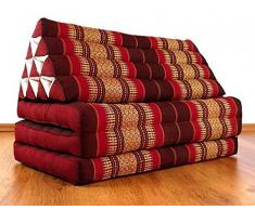 livasia THAIKISSEN XXL BREIT, Thaikissen der Marke Asia Wohnstudio, Rubinrot, Kapok Dreieckskissen, asiatisches Sitzkissen, Liegematte, Thaimatte (Thaikissen XXL Breit)