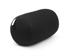 Ganquer Mikroperlen Rollkissen Nackenkissen Taille Rücken Kopf Unterstützung Schlafkissen Reise, Schwarz , Free Size