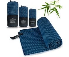 Outdoro Reisehandtuch mit Bambus Kohle Ultra-leicht & saugfähig - komfortabler als Mikrofaser-Handtücher - ideales Sport-Handtuch, Badetuch, Strand-Handtuch, Sauna Towel für Reise & Fitness