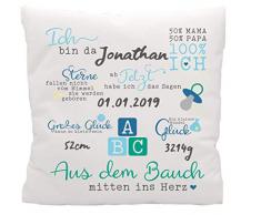Kilala Kissen zur Geburt oder Taufe personalisierte Geschenkidee 40 x 40cm Jungen Sprüchen Namenskissen Baby Kissen