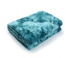 BAIVIT Faux-Pelz-Decke, Langhaarige Tie-Dye Gradient Super Soft kuschelige Leichte Kuscheldecken, Dekorative Furry Wurf Couch-Bett,Blau,130x160cm