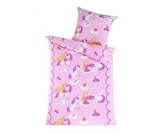 DreamHome Fein-Biber Bettwäsche 135x200 Mädchen, extra flauschige Bettwäsche , Einhorn Bettdecke, Kinder Bettwäsche Baumwolle, kuscheliges Bettwäsche Set in Unicorn