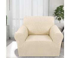 ChicSoleil Sofa Überwürfe Jacquard Sofabezug Elastische Stretch Spandex Sofaüberzug Couchbezug Sofahusse Sofa Abdeckung für 1/2/3 Sitzer (1 Sitzer, Hellgelb)