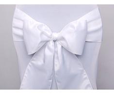 275 cm SATINSCHLEIFE STUHLSCHLEIFE SCHLEIFE FARBEN HOCHZEIT STUHLHUSSEN HUSSEN, Farbe:Weiss