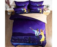 Jnsio Bettwäsche Bettbezug Set,4 Teilig Bettgarnitur Bettwäsche - Set Gemütlich Mikrofaser Mit Reißverschluss 1 Bettbezug 2 Kissenbezug 1Bettlaken,Lila Tanzpartner Muster,4foot