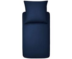 AmazonBasics - Bettwäsche-Set, Mikrofaser, 135 x 200 cm - Marineblau