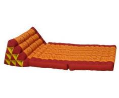 Kapok Thaikissen, Yogakissen, Massagekissen, Kopfkissen, Tantrakissen, Sitzkissen - rot/orange (Dreieck mit 2 Auflagen 52x44x45 (81002))