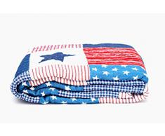 1001 Wohntraum D14 Quilt Stars 'n Stripes 230 x 250 cm Sterne USA Plaid Tagesdecke, Patchwork Landhaus Shabby