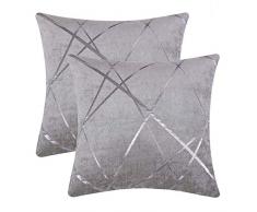 GIGIZAZA Silbergrau Kissenbezug Samt Kissenhülle 50x50cm Deko Kissenbezüge Dekokissen Fall für Sofa Schlafzimmer Wohnzimmer 2er Set