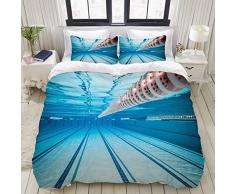 PENGTU Bedding Bettwäsche-Set,Hobby Schwimmbad Sport Ansicht Print,Mikrofaser Bettbezug und Kissenbezug - (135 x 200 cm)
