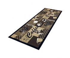 HOMEFACTO:RI Küchenläufer Küchenteppich Teppichläufer Läufer Kaffee Cafe Coffee | waschbar, Größe:ca. 60 x 180 cm, Designs:Kaffee | beige braun